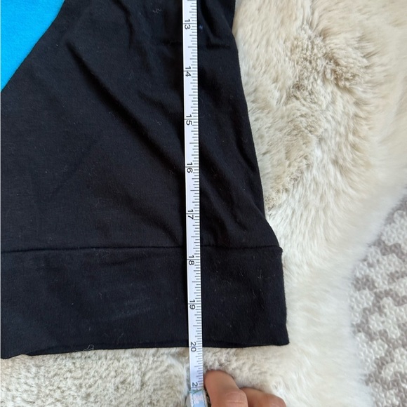 Vintage Y2K Eyeshadow Abstract Striped One Shoulder Retro Top Black Turquoise L - Picture 9 of 11